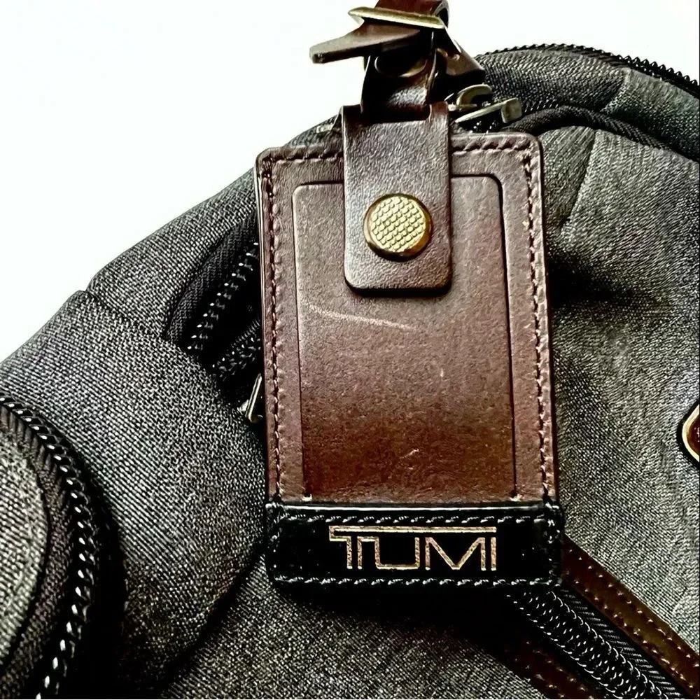 Tumi Alpha Bravo Knox Gray Brown Backpack Laptop Carryon Bag $595 MSRP